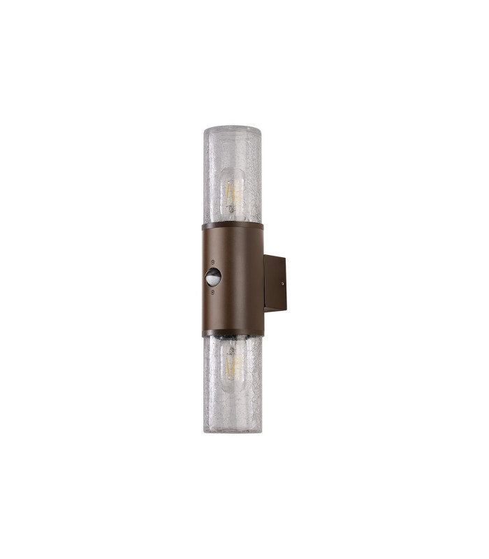 Kirkwood Wall Lamp PIR Sensor 2 x E27 IP54 Matt Brown/Crackled Clear -4