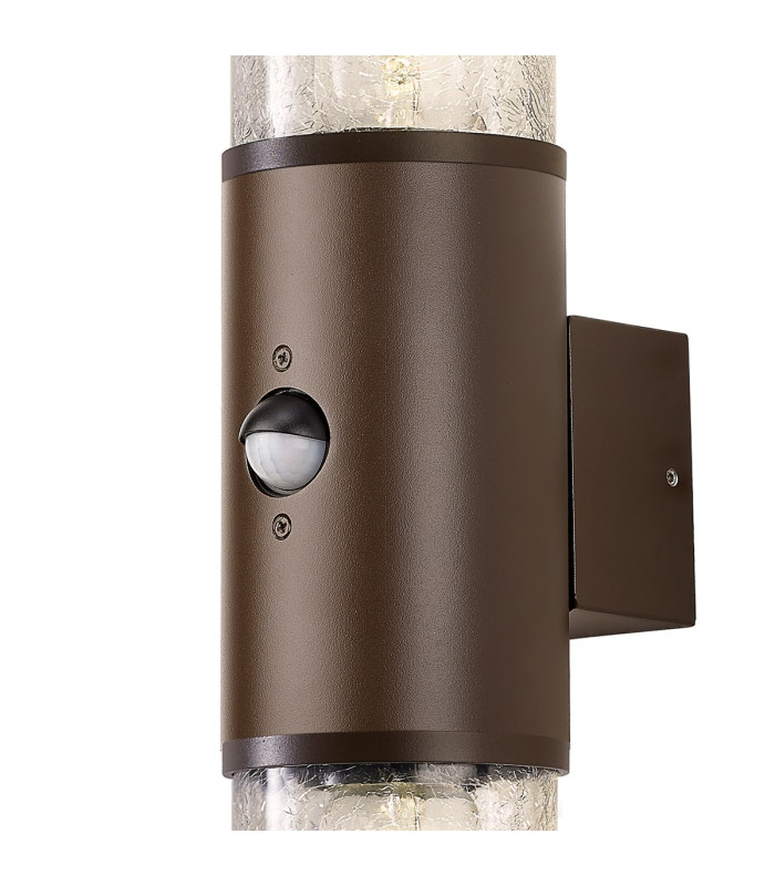Kirkwood Wall Lamp PIR Sensor 2 x E27 IP54 Matt Brown/Crackled Clear -5