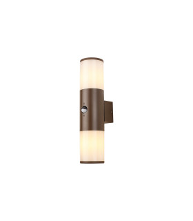 Kirkwood Wall Lamp PIR Sensor 2 x E27 IP54 Matt Brown/Opal -1