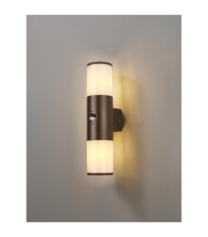 Kirkwood Wall Lamp PIR Sensor 2 x E27 IP54 Matt Brown/Opal -3