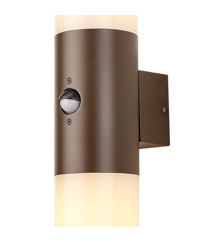Kirkwood Wall Lamp PIR Sensor 2 x E27 IP54 Matt Brown/Opal -5