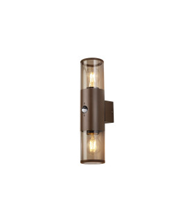Kirkwood Wall Lamp PIR Sensor 2 x E27 IP54 Matt Brown/Smoked -1