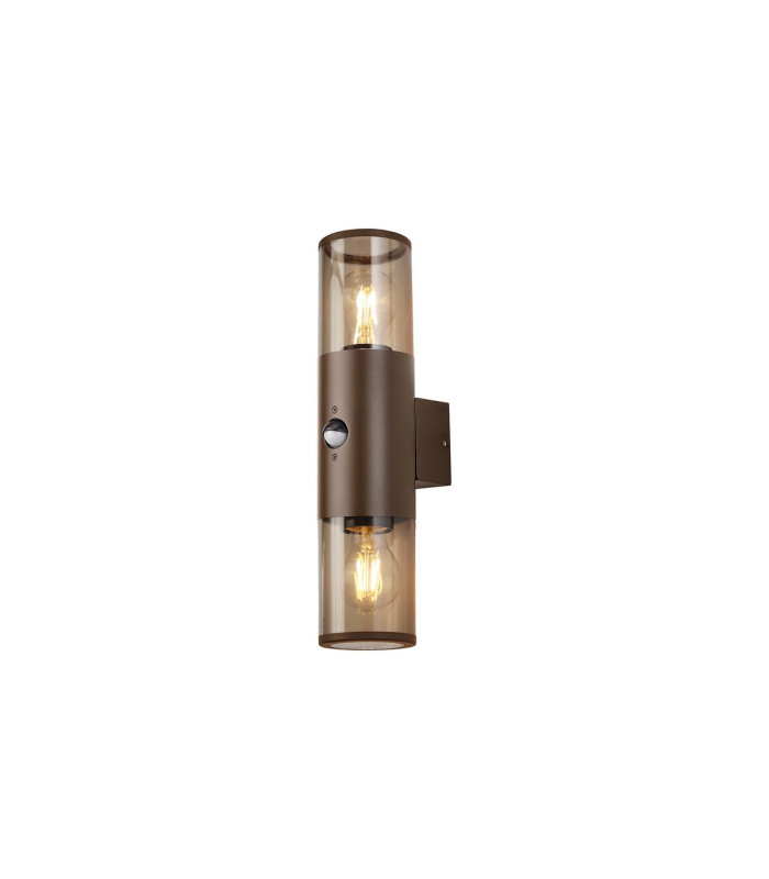 Kirkwood Wall Lamp PIR Sensor 2 x E27 IP54 Matt Brown/Smoked -1