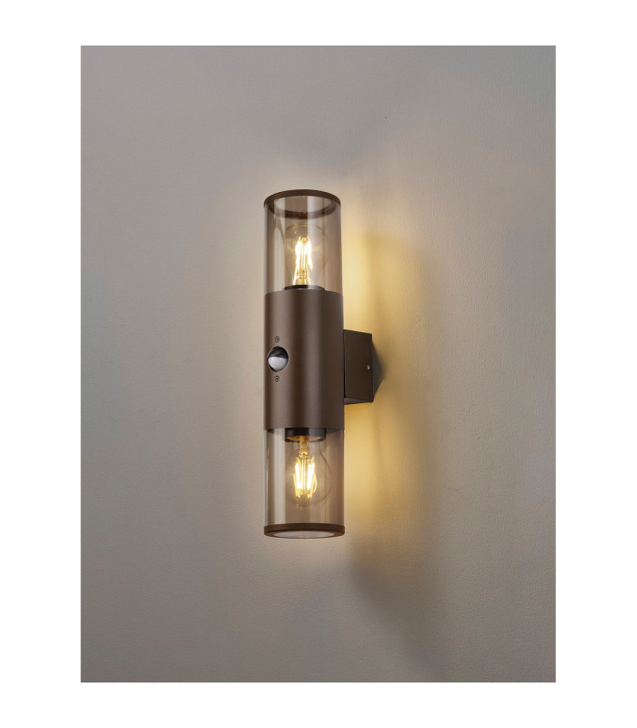 Kirkwood Wall Lamp PIR Sensor 2 x E27 IP54 Matt Brown/Smoked -3