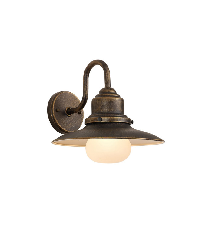 Easton Wall Lamp 1 x E27 IP44 Black/Brushed Gold/Opal -1