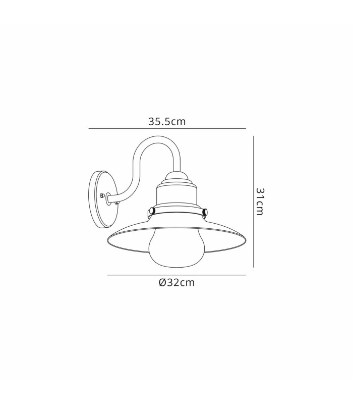 Easton Wall Lamp 1 x E27 IP44 Black/Brushed Gold/Opal -2