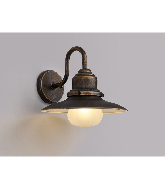 Easton Wall Lamp 1 x E27 IP44 Black/Brushed Gold/Opal -3