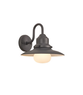 Easton Wall Lamp 1 x E27 IP44 Dark Grey/Black/Opal -1
