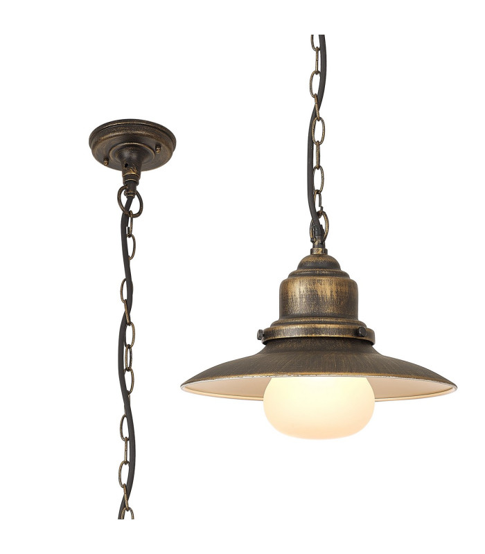 Easton 32cm Pendant 1 x E27 IP44 Black/Brushed Gold/Opal -1