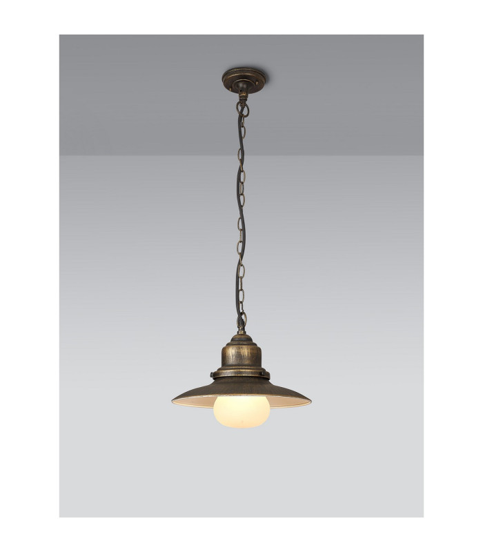 Easton 32cm Pendant 1 x E27 IP44 Black/Brushed Gold/Opal -3