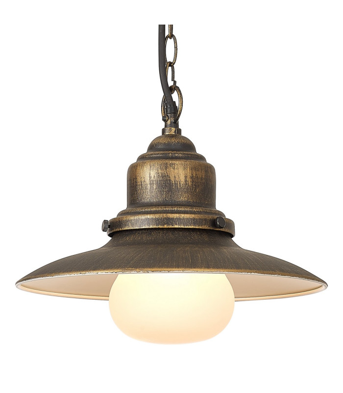 Easton 32cm Pendant 1 x E27 IP44 Black/Brushed Gold/Opal -9
