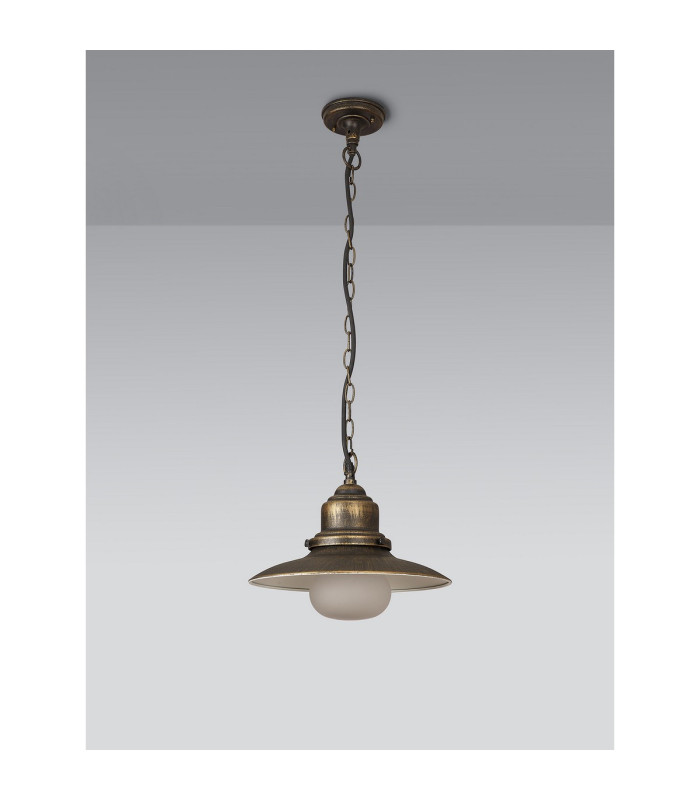 Easton 32cm Pendant 1 x E27 IP44 Black/Brushed Gold/Opal -12