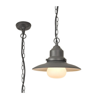 Easton 32cm Pendant 1 x E27 IP44 Dark Grey/Black/Opal -1