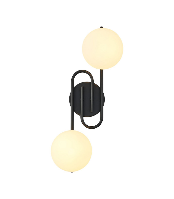 Milford Wall/Flush Light 2 Light G9 IP44 Satin Black/Opal Glass-1