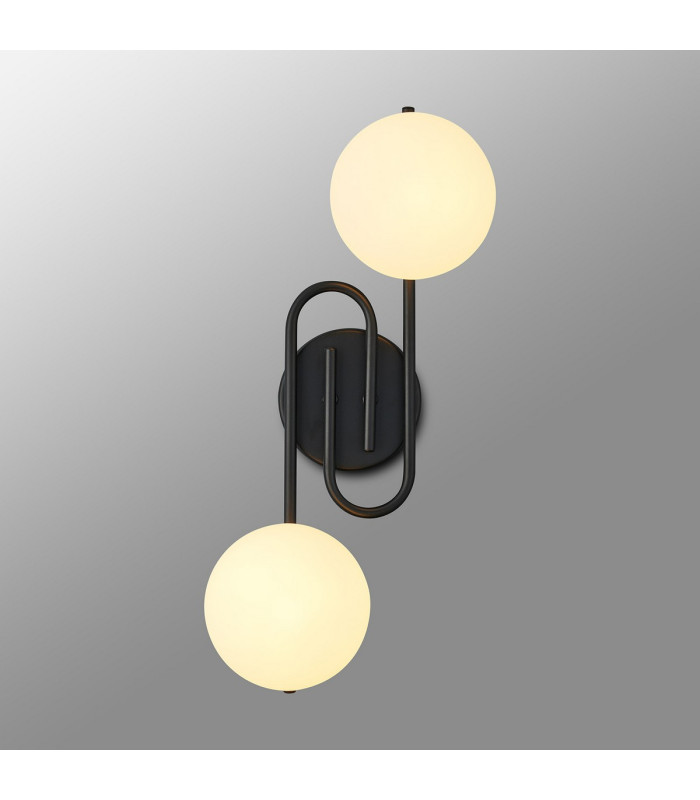 Milford Wall/Flush Light 2 Light G9 IP44 Satin Black/Opal Glass-3