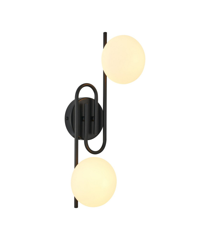 Milford Wall/Flush Light 2 Light G9 IP44 Satin Black/Opal Glass-5