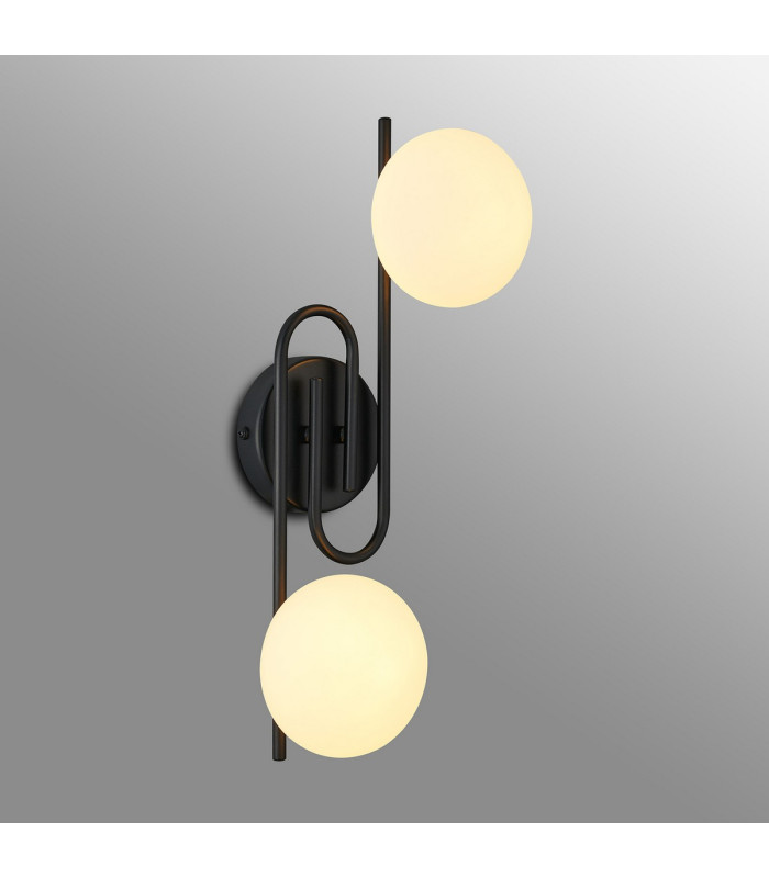 Milford Wall/Flush Light 2 Light G9 IP44 Satin Black/Opal Glass-11