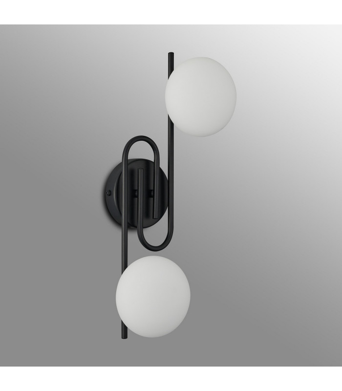 Milford Wall/Flush Light 2 Light G9 IP44 Satin Black/Opal Glass-12