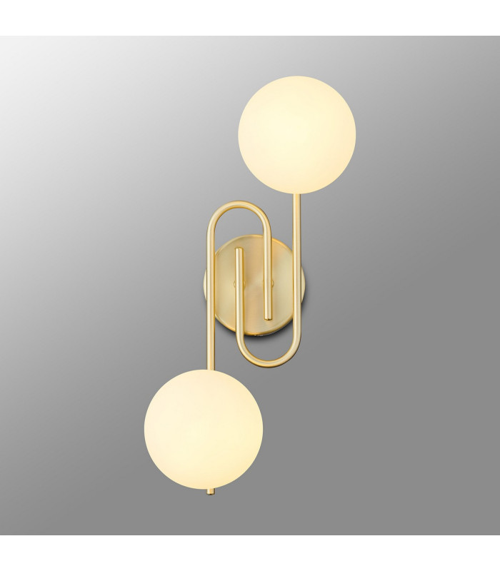 Milford Wall/Flush Light 2 Light G9 IP44 Satin Brass/Opal Glass-3