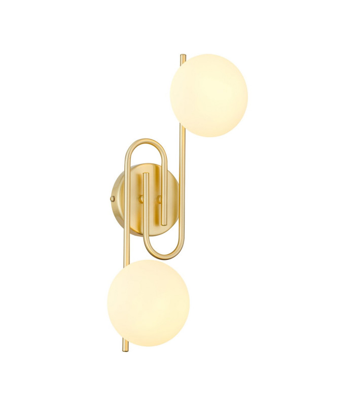 Milford Wall/Flush Light 2 Light G9 IP44 Satin Brass/Opal Glass-5