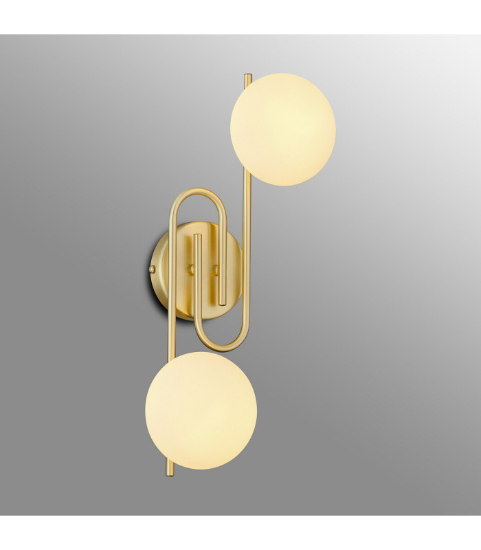 Milford Wall/Flush Light 2 Light G9 IP44 Satin Brass/Opal Glass-11