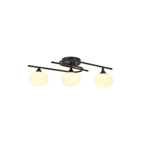 Milford Flush Ceiling 3 Light G9 IP44 Satin Black/Opal Glass-1