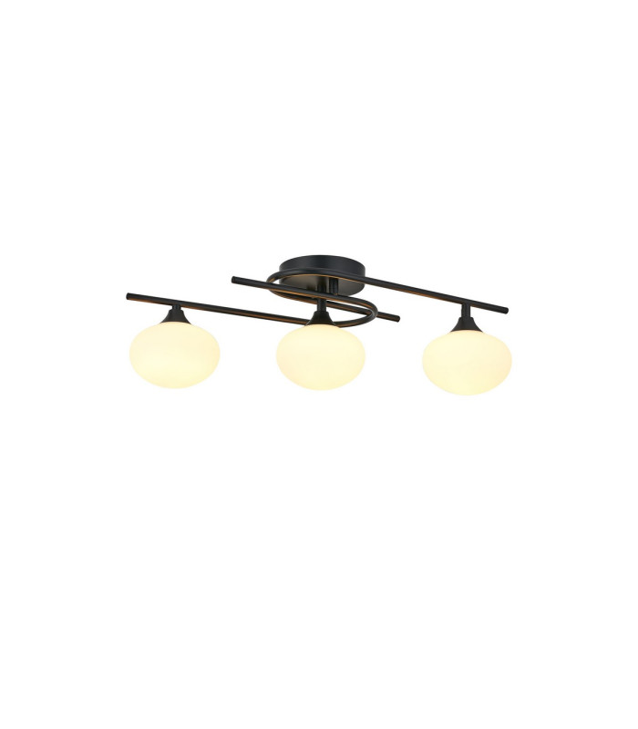 Milford Flush Ceiling 3 Light G9 IP44 Satin Black/Opal Glass-1