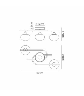 Milford Flush Ceiling 3 Light G9 IP44 Satin Black/Opal Glass-2