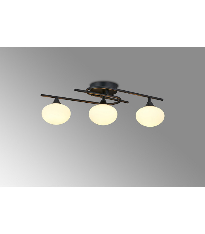 Milford Flush Ceiling 3 Light G9 IP44 Satin Black/Opal Glass-3