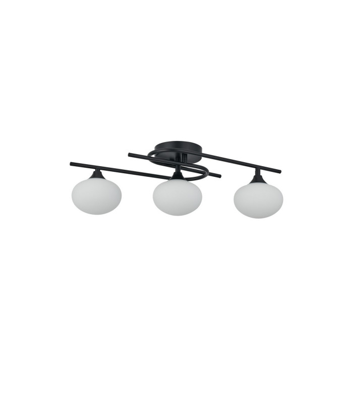 Milford Flush Ceiling 3 Light G9 IP44 Satin Black/Opal Glass-4