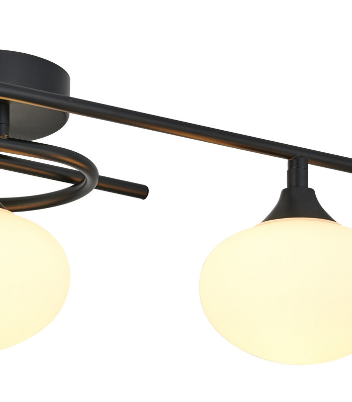 Milford Flush Ceiling 3 Light G9 IP44 Satin Black/Opal Glass-7