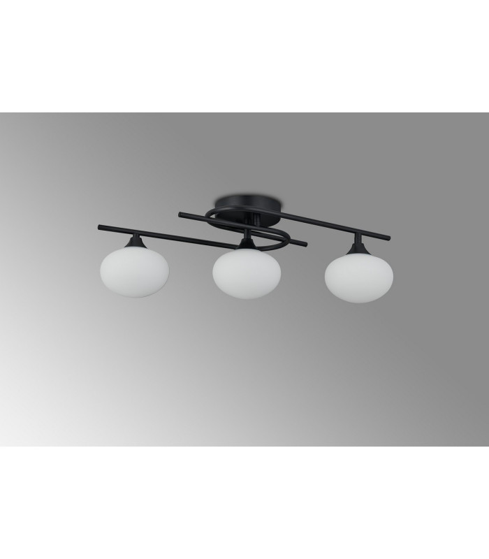 Milford Flush Ceiling 3 Light G9 IP44 Satin Black/Opal Glass-8