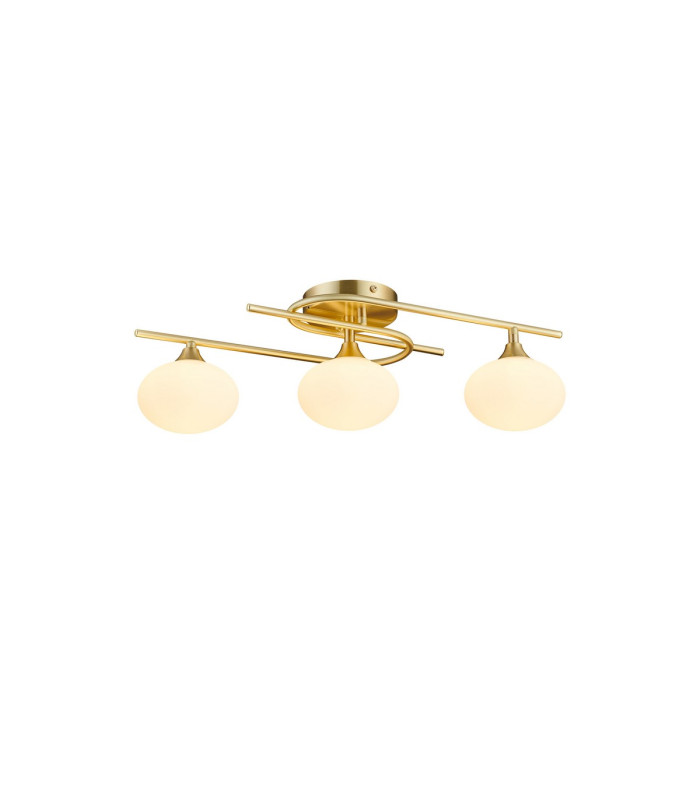 Milford Flush Ceiling 3 Light G9 IP44 Satin Brass/Opal Glass-1