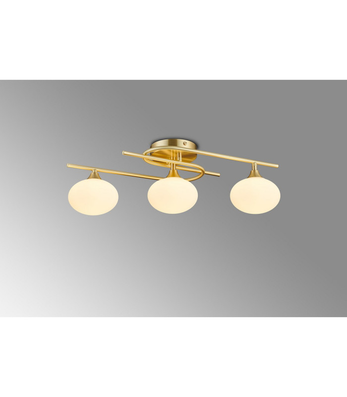 Milford Flush Ceiling 3 Light G9 IP44 Satin Brass/Opal Glass-3
