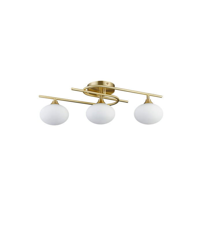Milford Flush Ceiling 3 Light G9 IP44 Satin Brass/Opal Glass-4