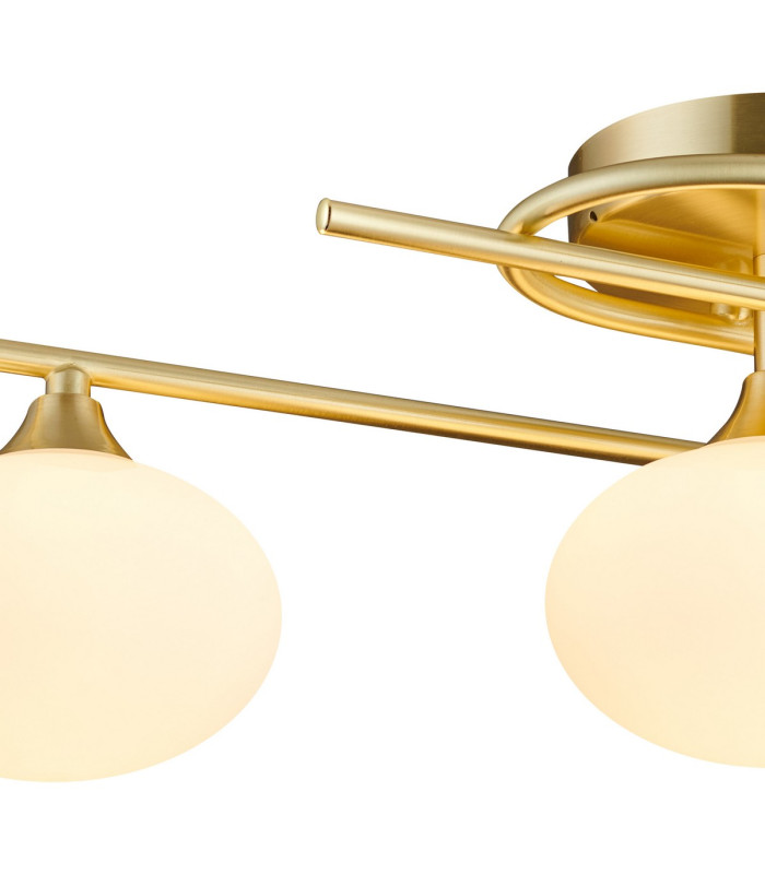 Milford Flush Ceiling 3 Light G9 IP44 Satin Brass/Opal Glass-5