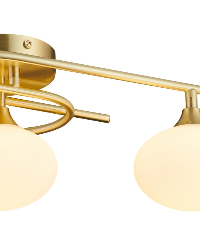 Milford Flush Ceiling 3 Light G9 IP44 Satin Brass/Opal Glass-6