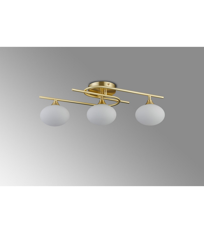 Milford Flush Ceiling 3 Light G9 IP44 Satin Brass/Opal Glass-7