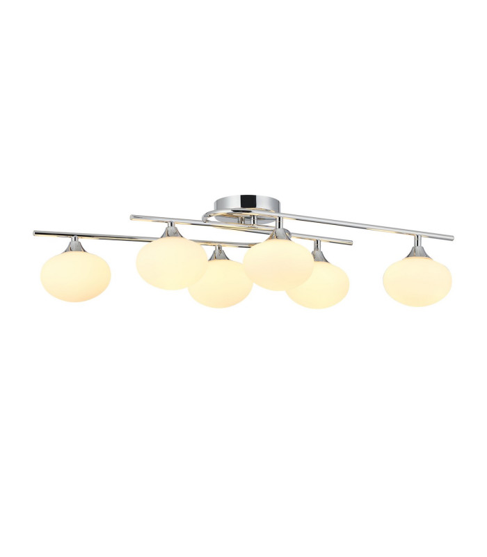 Milford Flush Ceiling 6 Light G9 IP44 Polished Chrome/Opal Glass-1
