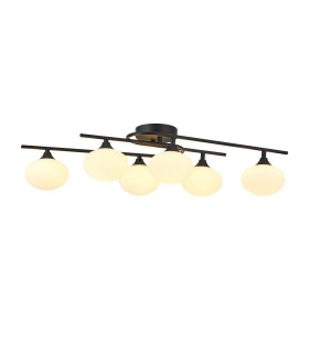 Milford Flush Ceiling 6 Light G9 IP44 Satin Black/Opal Glass-1