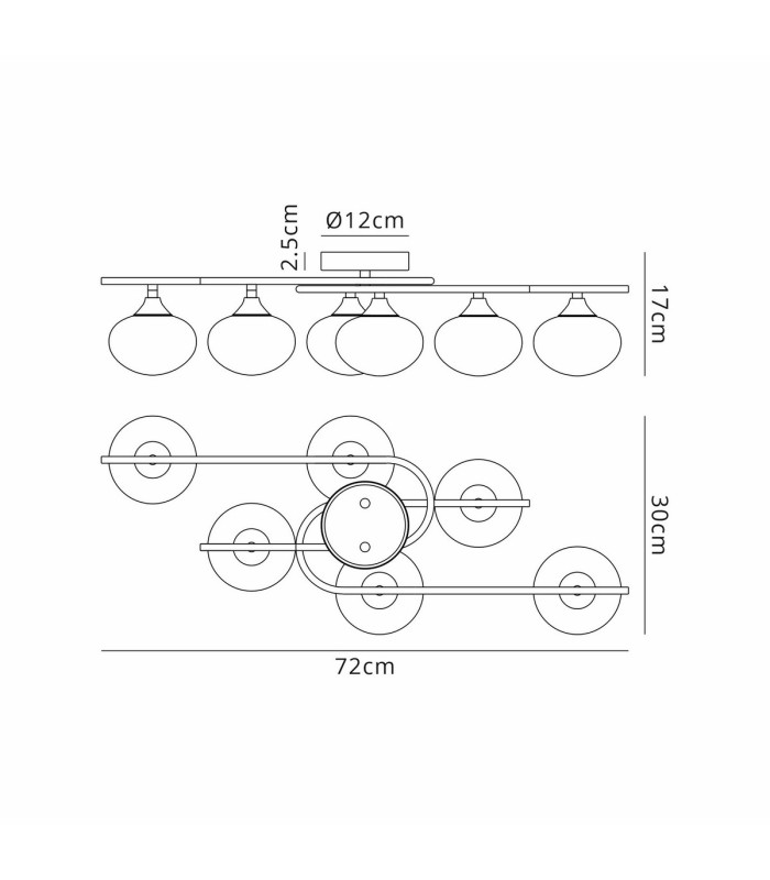Milford Flush Ceiling 6 Light G9 IP44 Satin Black/Opal Glass-2