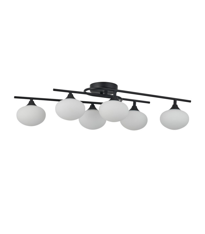 Milford Flush Ceiling 6 Light G9 IP44 Satin Black/Opal Glass-4