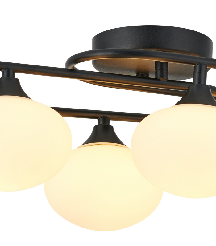 Milford Flush Ceiling 6 Light G9 IP44 Satin Black/Opal Glass-5