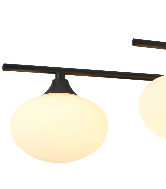 Milford Flush Ceiling 6 Light G9 IP44 Satin Black/Opal Glass-6