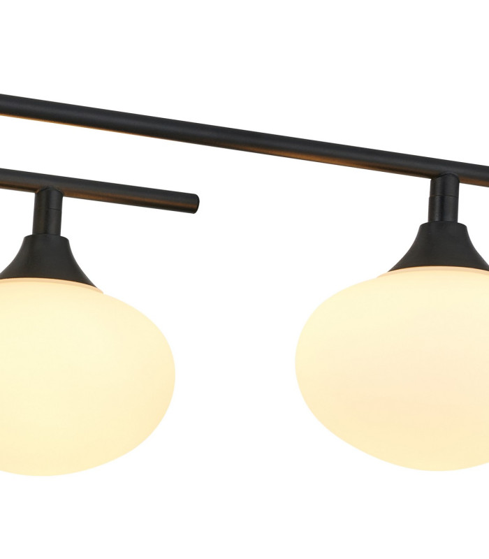 Milford Flush Ceiling 6 Light G9 IP44 Satin Black/Opal Glass-7