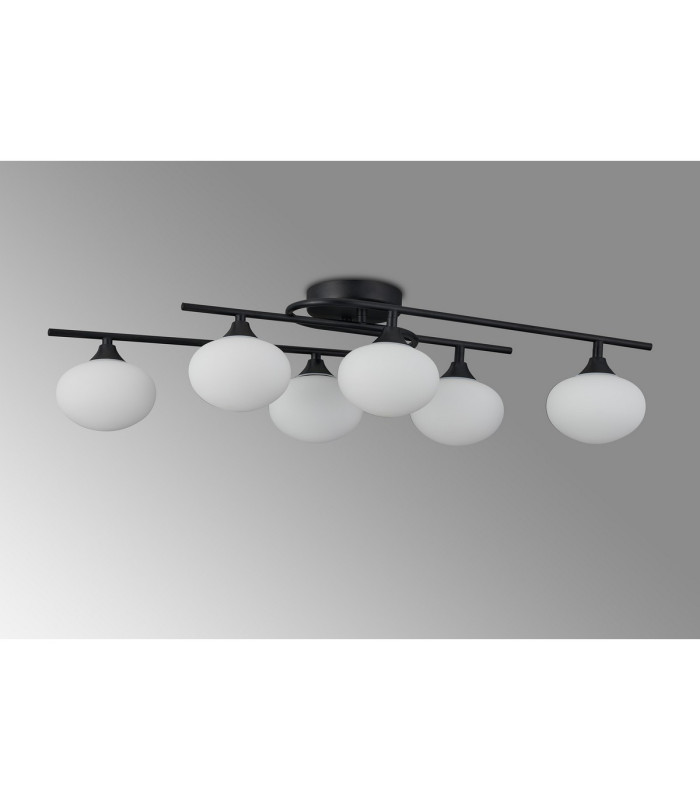 Milford Flush Ceiling 6 Light G9 IP44 Satin Black/Opal Glass-8