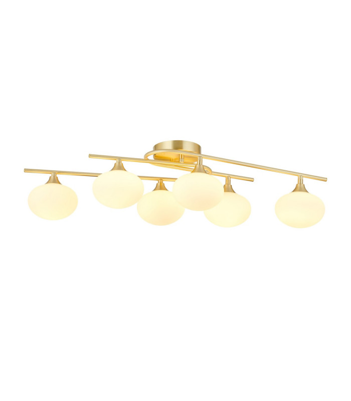 Milford Flush Ceiling 6 Light G9 IP44 Satin Brass/Opal Glass-1