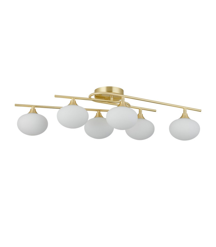Milford Flush Ceiling 6 Light G9 IP44 Satin Brass/Opal Glass-4