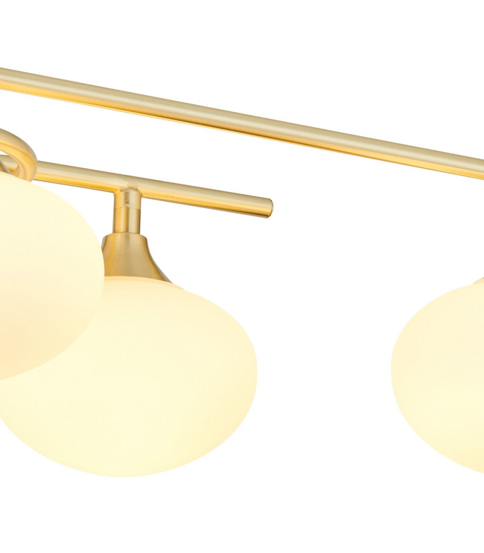 Milford Flush Ceiling 6 Light G9 IP44 Satin Brass/Opal Glass-7