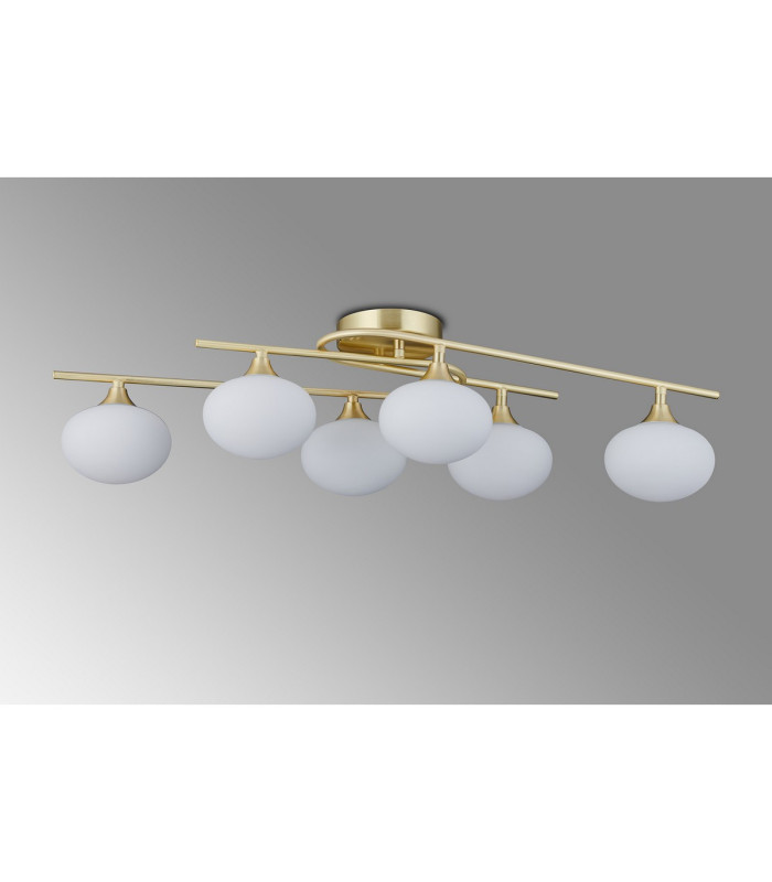 Milford Flush Ceiling 6 Light G9 IP44 Satin Brass/Opal Glass-8
